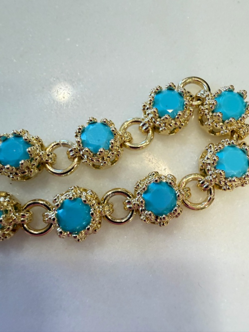 Feed Me Gems Baby Queen Turquoise Gold Tennis Necklace- limited edition - Picture 3 of 5